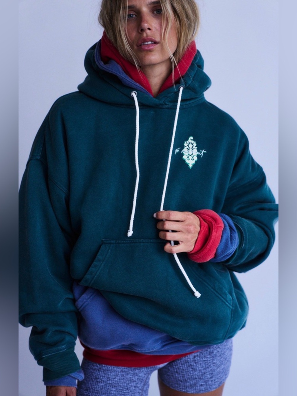 NWT FP Movement Final Call Logo Hoodie Evergreen Combo Small